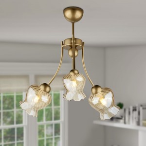 Φωτιστικό οροφής Kobe E27 μεταλλικό τρίφωτο χρώμα χρυσό 40x40x50εκ.