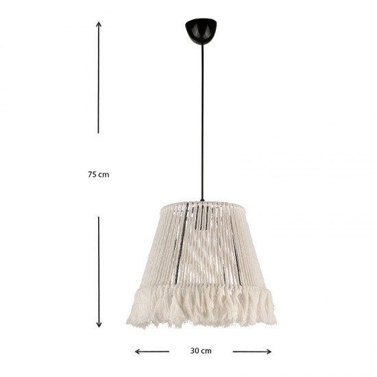 Φωτιστικό οροφής Braga E27 από σχοινί μονόφωτο χρώμα λευκό 30x30x75εκ.
