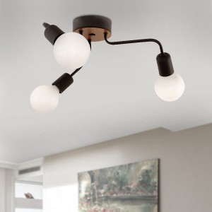 Φωτιστικό οροφής Salvi E27 μεταλλικό τρίφωτο χρώμα μαύρο 44x44x10εκ.