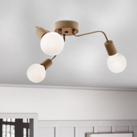 Φωτιστικό οροφής Salvi E27 μεταλλικό τρίφωτο χρώμα χρυσό 44x44x10εκ.