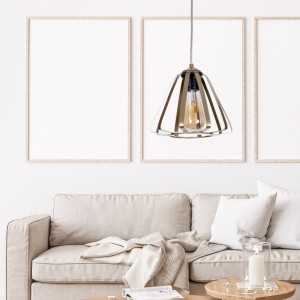 Φωτιστικό οροφής Teresa E27 μεταλλικό μονόφωτο χρώμα χρυσό Ø22x65εκ.