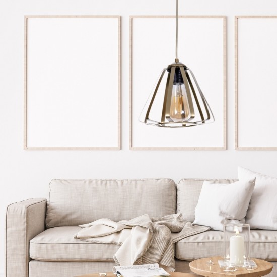 Φωτιστικό οροφής Teresa E27 μεταλλικό μονόφωτο χρώμα χρυσό Ø22x65εκ.