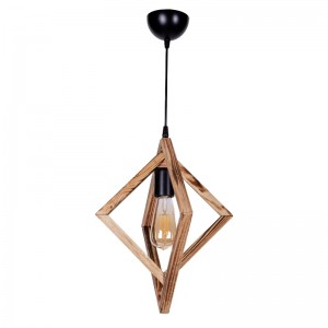 Φωτιστικό οροφής Tropea E27 ξύλινο μονόφωτο χρώμα φυσικό - καρυδί 40x30x80εκ.