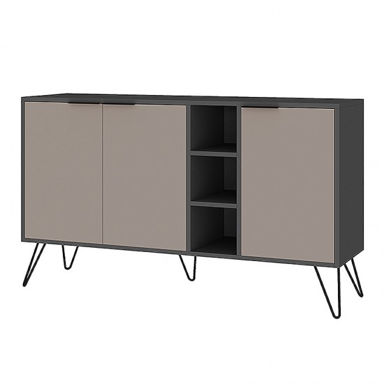 Μπουφές μελαμίνης Clara χρώμα ανθρακί - ανοιχτή μόκα 142x35,6x83εκ.