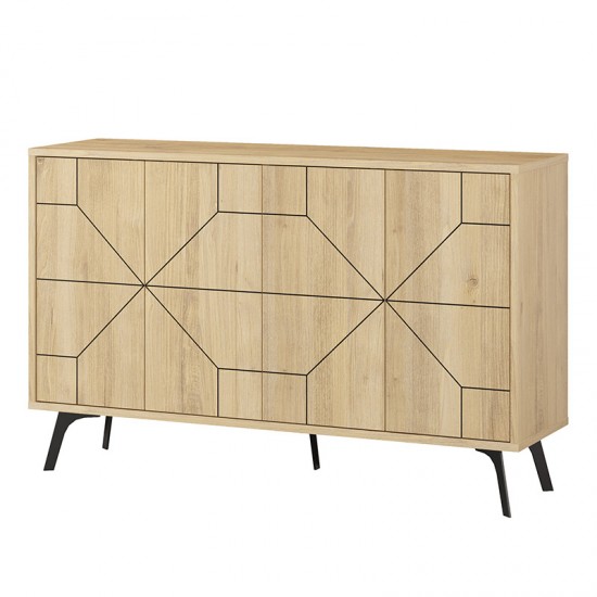 Μπουφές μελαμίνης Giacomo χρώμα φυσικό οξιάς 123x35x77,4εκ.