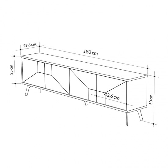 Έπιπλο τηλεόρασης Giacomo από μελαμίνη χρώμα φυσικό οξιάς 180x29,6x50εκ.