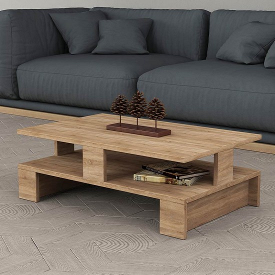 Τραπεζάκι σαλονιού Doze μελαμίνης χρώμα φυσικό οξιάς 80x50x27εκ.