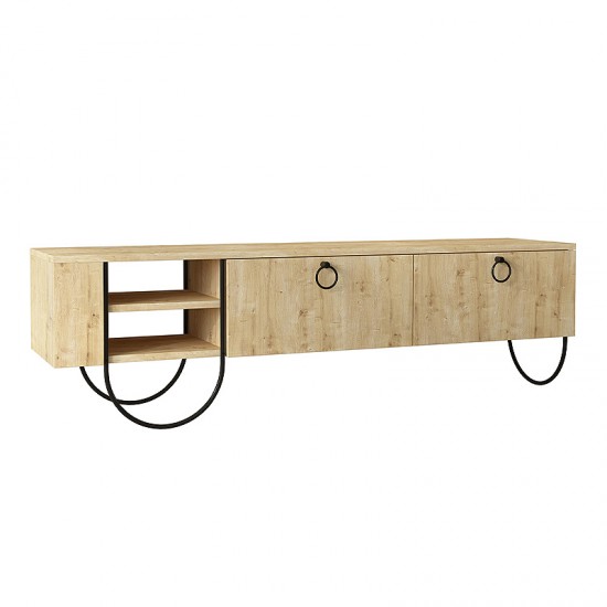 Έπιπλο τηλεόρασης Giovanni από μελαμίνη χρώμα φυσικό οξιάς 151x35x43εκ.