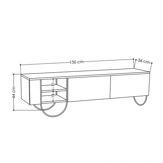 Έπιπλο τηλεόρασης Giovanni από μελαμίνη χρώμα φυσικό οξιάς 151x35x43εκ.
