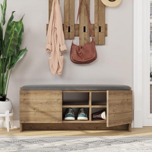 Έπιπλο εισόδου Cecilia από μελαμίνη χρώμα ανοιχτό καφέ 110x37x43εκ.