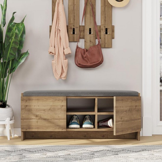 Έπιπλο εισόδου Cecilia από μελαμίνη χρώμα ανοιχτό καφέ 110x37x43εκ.