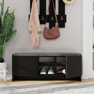 Παπουτσοθήκη Zulla από μελαμίνη χρώμα μαύρο 110x37x43εκ.