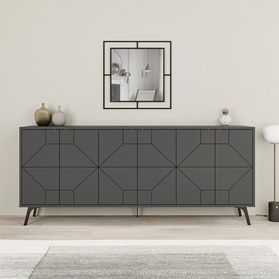 Μπουφές μελαμίνης Dune χρώμα ανθρακί 184x35x77,4εκ.