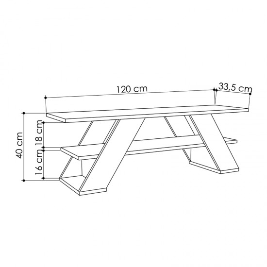 Έπιπλο τηλεόρασης Farfalla από μελαμίνη χρώμα λευκό αντικέ 120x33,5x40εκ.