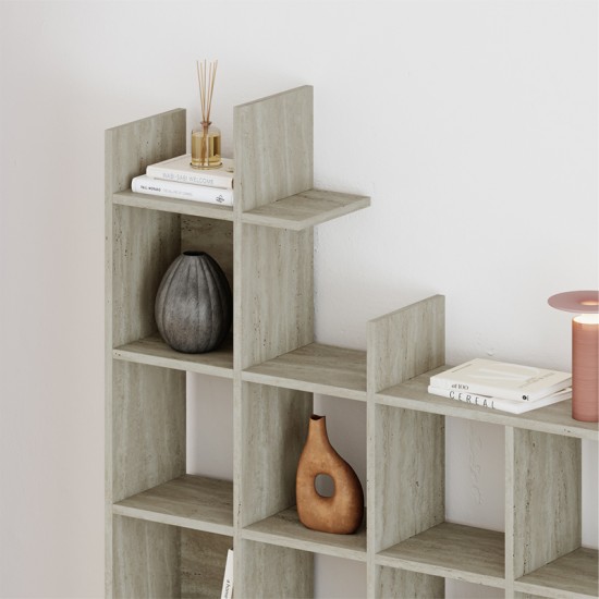 Βιβλιοθήκη Manco χρώμα travertine 122x25,5x188εκ.