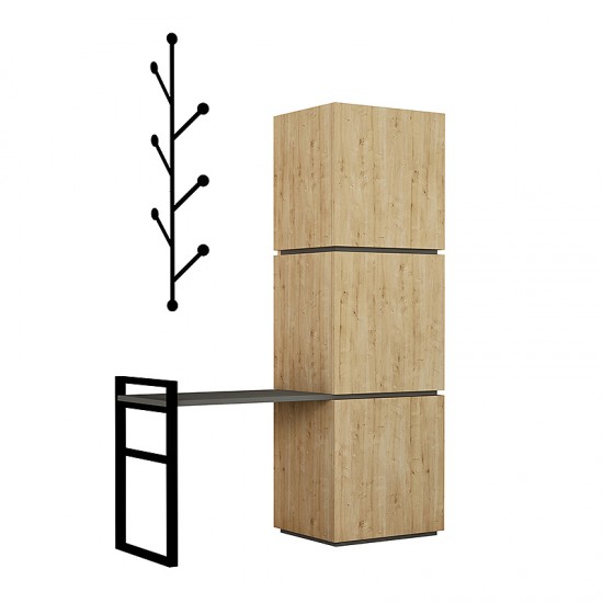 Έπιπλο εισόδου με κρεμάστρα Mello από μελαμίνη χρώμα φυσικό οξιάς 109x39x149εκ.