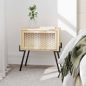 Κομοδίνο μελαμίνης Naive χρώμα φυσικό οξιάς 48x34x51εκ.