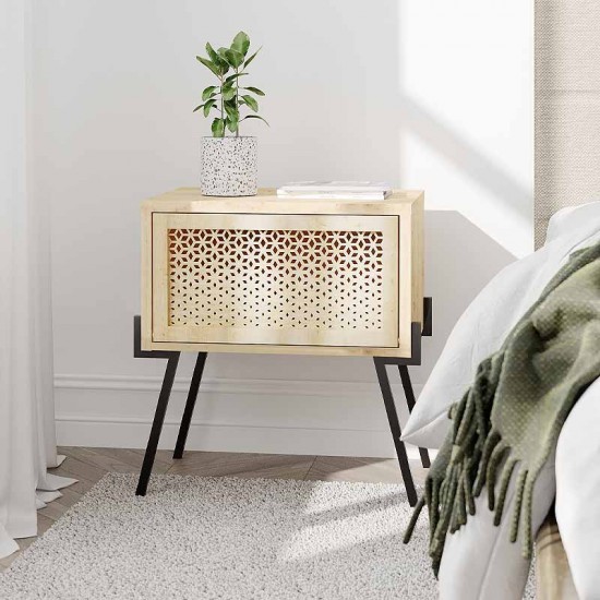 Κομοδίνο μελαμίνης Naive χρώμα φυσικό οξιάς 48x34x51εκ.