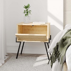 Κομοδίνο μελαμίνης Naive χρώμα φυσικό οξιάς 48x34x51εκ.