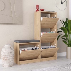 Παπουτσοθήκη μελαμίνης Dude χρώμα φυσικό οξιάς 104,8x26x118,5εκ.