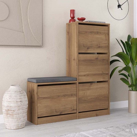 Παπουτσοθήκη μελαμίνης Dude χρώμα ανοιχτό καφέ 104,8x26x118,5εκ.