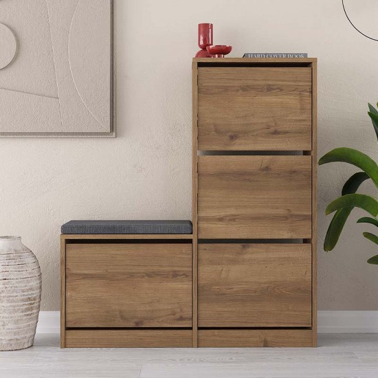 Παπουτσοθήκη μελαμίνης Dude χρώμα ανοιχτό καφέ 104,8x26x118,5εκ.