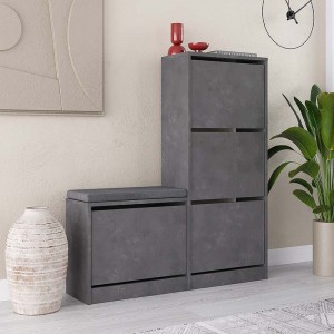 Παπουτσοθήκη μελαμίνης Dude χρώμα γκρι ρετρό 104,8x26x118,5εκ.