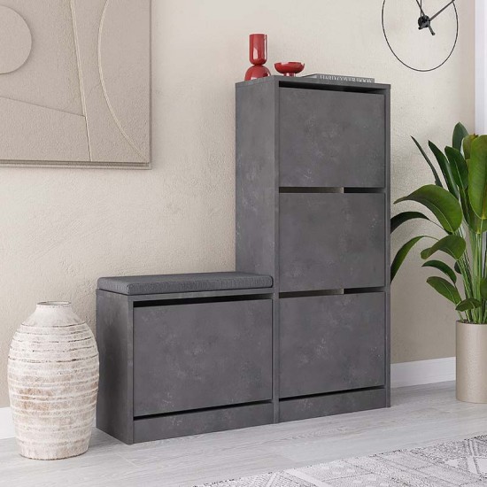 Παπουτσοθήκη μελαμίνης Dude χρώμα γκρι ρετρό 104,8x26x118,5εκ.