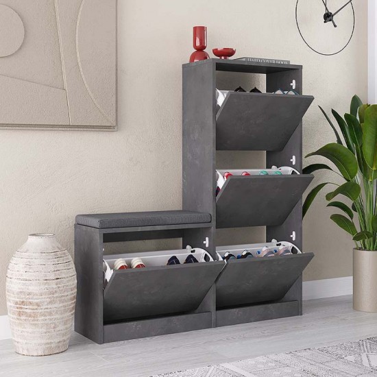 Παπουτσοθήκη μελαμίνης Dude χρώμα γκρι ρετρό 104,8x26x118,5εκ.