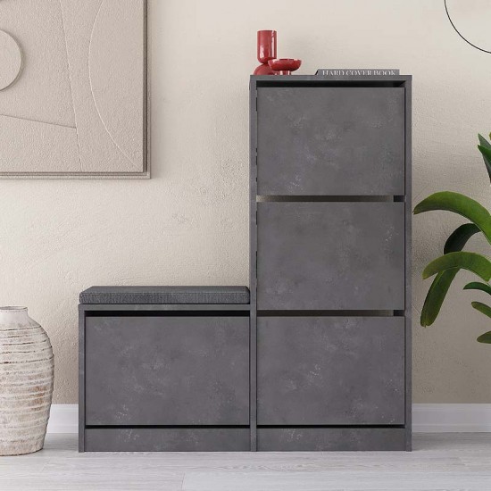 Παπουτσοθήκη μελαμίνης Dude χρώμα γκρι ρετρό 104,8x26x118,5εκ.