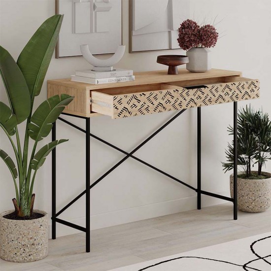 Κονσόλα Giovanni Megapap μεταλλική - μελαμίνης χρώμα sapphire oak 110x35,6x90εκ.