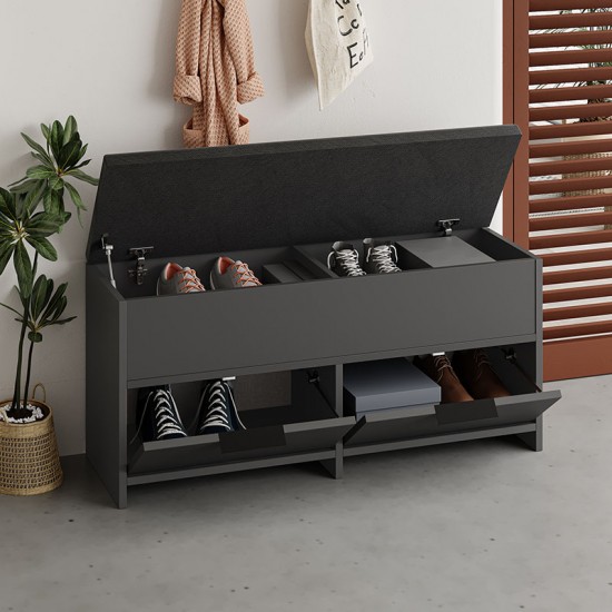 Παπουτσοθήκη Cove χρώμα ανθρακί 106x34x51,5εκ.