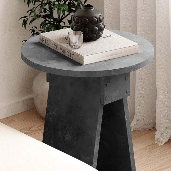 Βοηθητικό τραπεζάκι Chen χρώμα γκρι ρετρό Φ42x50εκ.