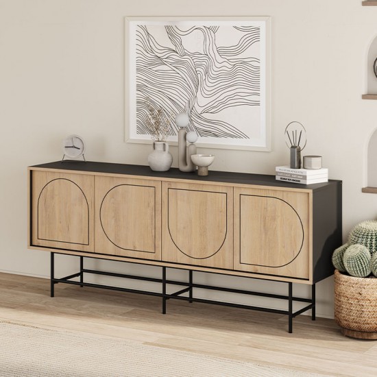 Μπουφές Joji χρώμα sapphire oak - silky black 186,8x40x77,6εκ.