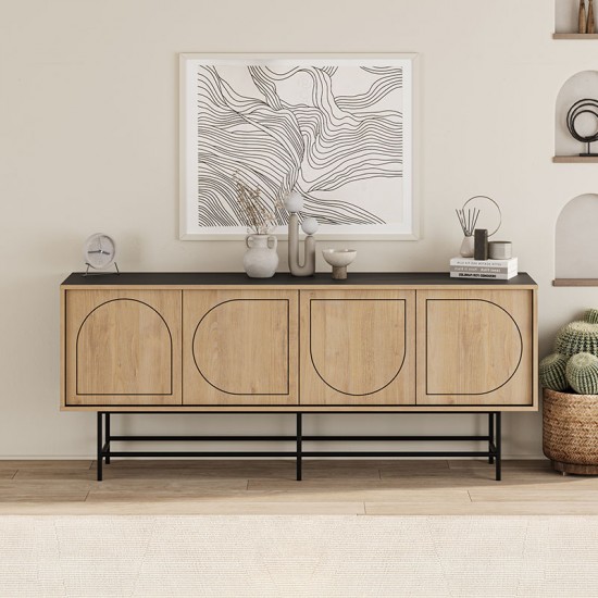 Μπουφές Joji χρώμα sapphire oak - silky black 186,8x40x77,6εκ.