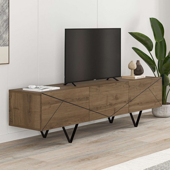 Έπιπλο τηλεόρασης Jakomen χρώμα ανοιχτό καρυδί 160x36,8x43εκ.