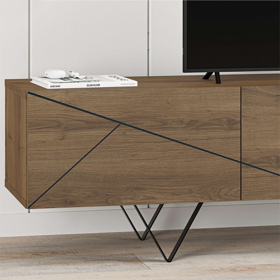 Έπιπλο τηλεόρασης Jakomen χρώμα ανοιχτό καρυδί 160x36,8x43εκ.