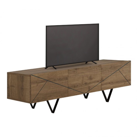 Έπιπλο τηλεόρασης Jakomen χρώμα ανοιχτό καρυδί 160x36,8x43εκ.