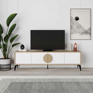 Έπιπλο τηλεόρασης Gora χρώμα sapphire oak - λευκό 180x35,6x51εκ.