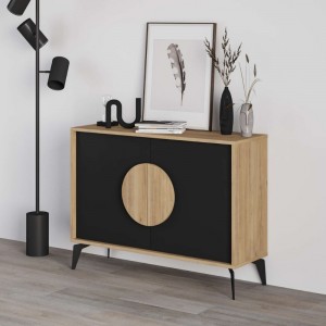 Μπουφές Gora χρώμα sapphire oak - silky black 110x40x82εκ.