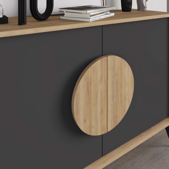 Μπουφές Gora χρώμα sapphire oak - silky black 110x40x82εκ.