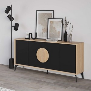 Μπουφές Gora χρώμα sapphire oak - silky black 180x40x82εκ.