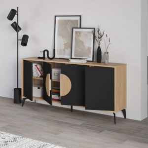 Μπουφές Gora χρώμα sapphire oak - silky black 180x40x82εκ.