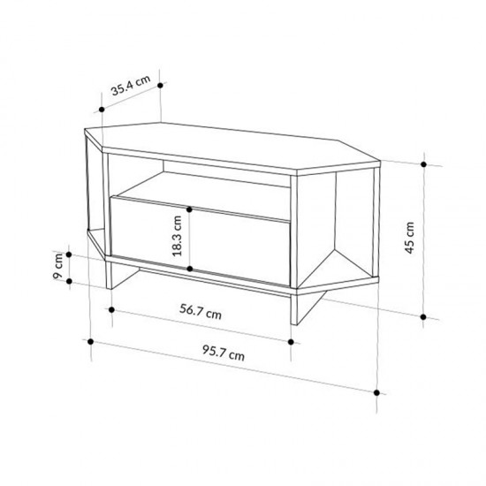 Έπιπλο τηλεόρασης γωνιακό Viva χρώμα sapphire oak 95,7x35,4x45εκ.
