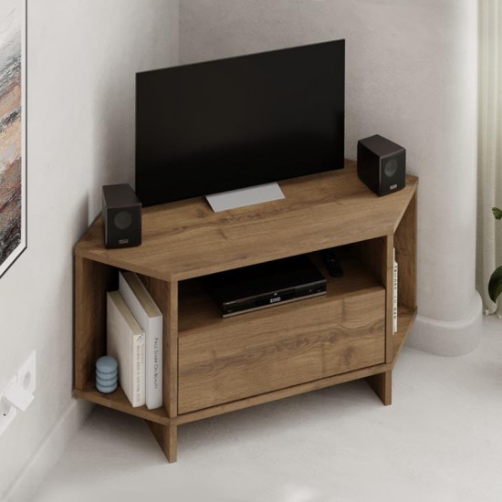 Έπιπλο τηλεόρασης γωνιακό Viva χρώμα ανοιχτό καρυδί 95,7x35,4x45εκ.