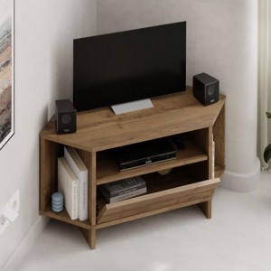 Έπιπλο τηλεόρασης γωνιακό Viva χρώμα ανοιχτό καρυδί 95,7x35,4x45εκ.