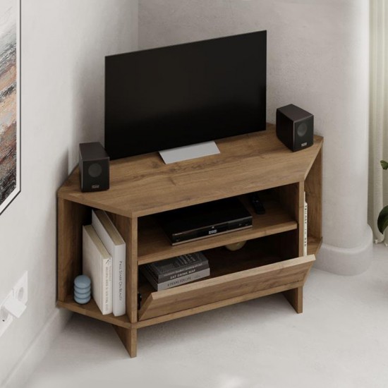 Έπιπλο τηλεόρασης γωνιακό Viva χρώμα ανοιχτό καρυδί 95,7x35,4x45εκ.