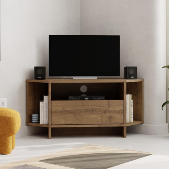 Έπιπλο τηλεόρασης γωνιακό Viva χρώμα ανοιχτό καρυδί 95,7x35,4x45εκ.