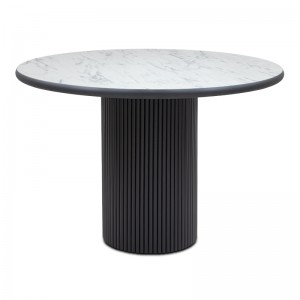 Τραπέζι Borno  χρώμα μαύρο - λευκό εφέ μαρμάρου Ø115x79 εκ.