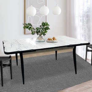 Τραπέζι Karen επεκτεινόμενο χρώμα λευκό - μαύρο 130/160x80x75εκ.